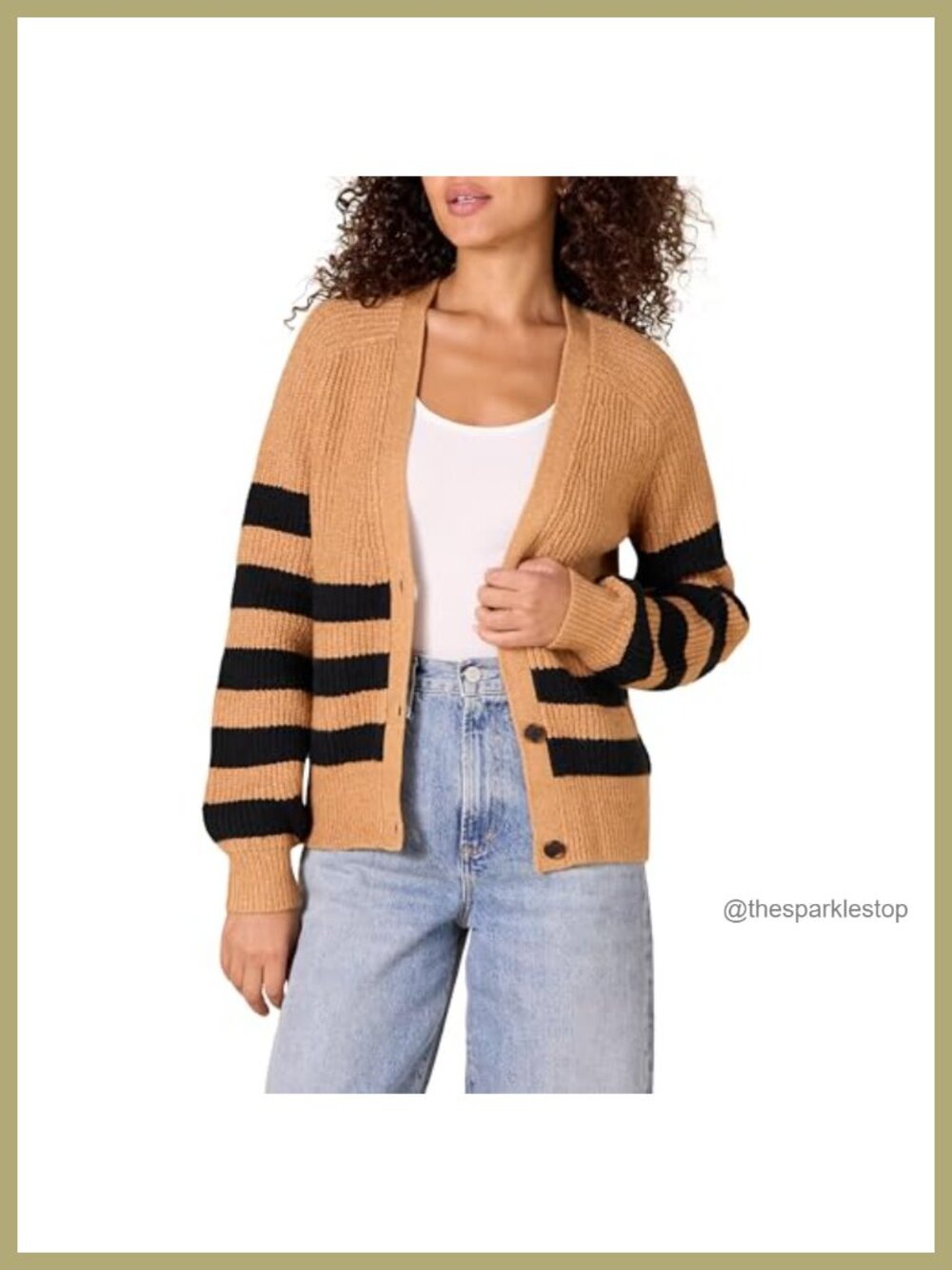 Soft Touch Ribbed Blouson V-Neck Cardigan Sweater